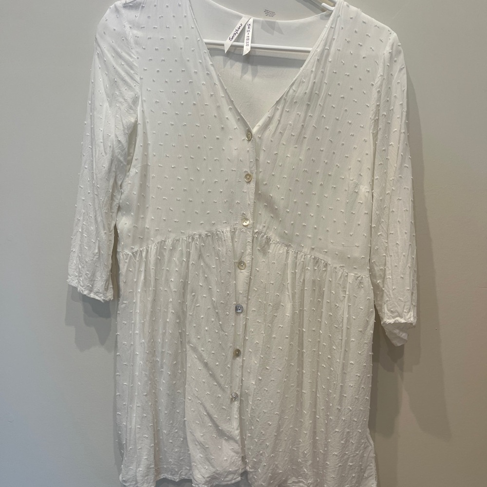 Seraphine White Dotted Button-Down Blouse